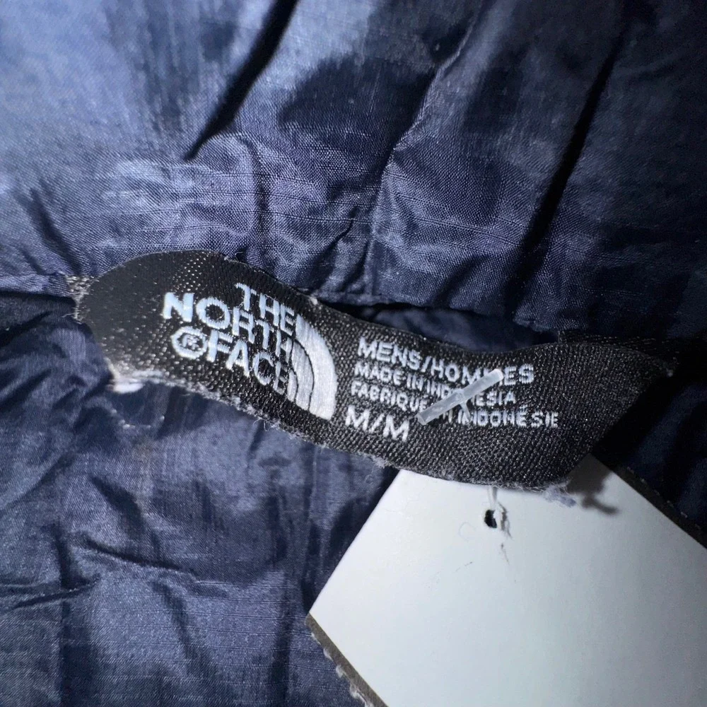 The North Face Thermoball Vest Men's Medium Blue Quilted‎ Jacket White Full Zip